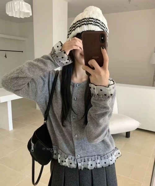 red valentino ドットチュール　ボンバージャケット　カーディガン red valentino ドットチュール ボンバージャケット カーディガン