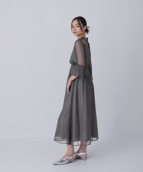 Rose of Sharon ドレス シアー切替カシュクール風フレアドレス