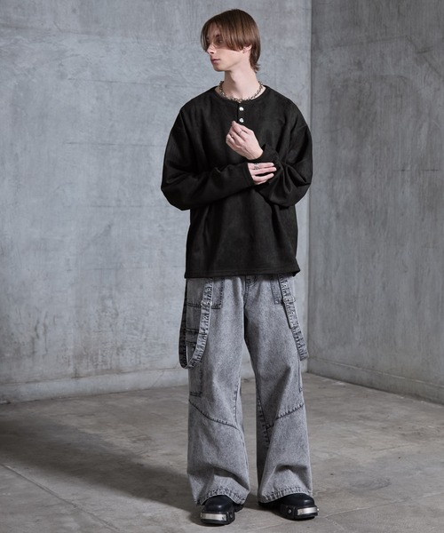 SERACE ヘンリーネック tシャツ 「SERACE」Suede like loose henry