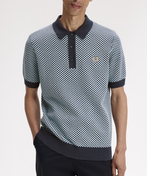 FRED PERRY（フレッドペリー） ポロシャツ 半袖 Chequerboard Knitted