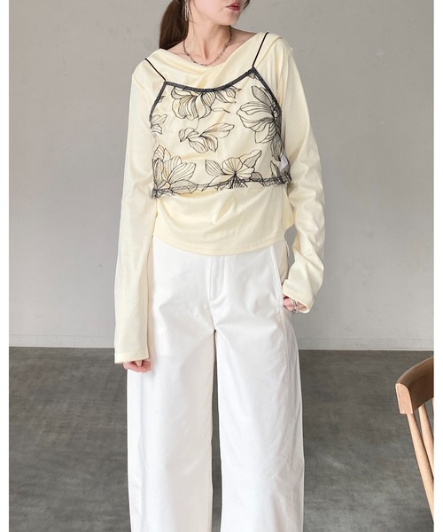 She's Closet キャミソール 花柄刺繍シアー ビスチェ チュール