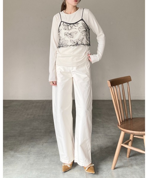 She's Closet キャミソール 花柄刺繍シアー ビスチェ チュール