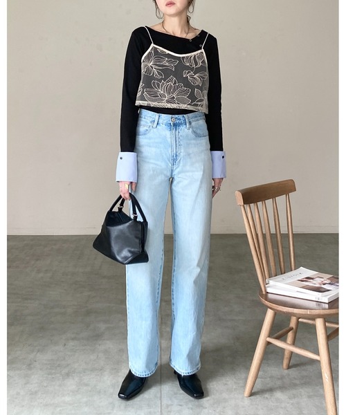 She's Closet キャミソール 花柄刺繍シアー ビスチェ チュール