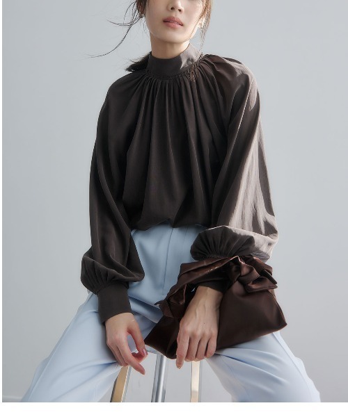 anuans（アニュアンス） ブラウス シャツ キュプラコットンボリューム