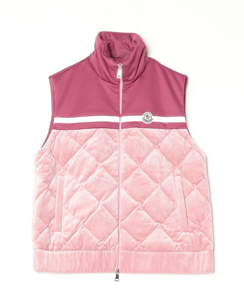 【美品】モンクレール ピンク ダウンベスト MONCLER（モンクレール） ワンポイントダウンベスト M ピンク