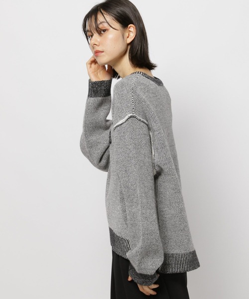 「niko and...」 長袖ニット LARGE チャコール レディース_画像4