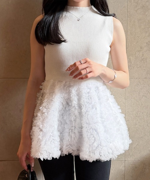 【極美品✨】ebure RonHerman クルーネックニット サマーニット 白 JUNOAH（ジュノア） サマーニット ニット セーター 「選べる」チュール