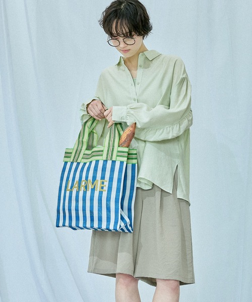 LAKOLE（ラコレ） トートバッグ ロゴ刺繍スクエアトートバッグ