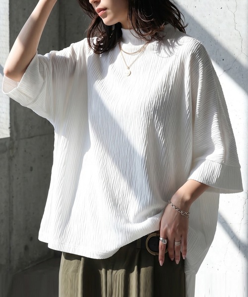 antiqua（アンティカ） antiqua tシャツ 半袖 モックネック 楊柳