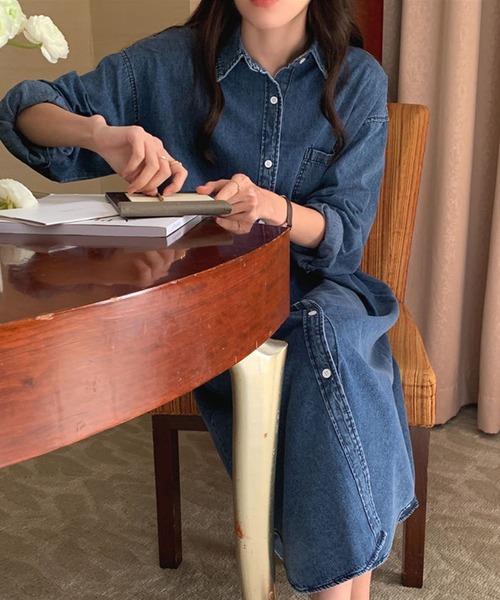 「DAY CLOSET」 シャツワンピース ONE SIZE ブルー レディース_画像3