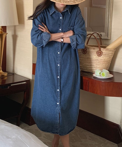 「DAY CLOSET」 シャツワンピース ONE SIZE ブルー レディース_画像4