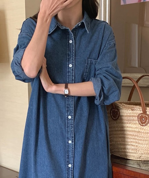 「DAY CLOSET」 シャツワンピース ONE SIZE ブルー レディース_画像6