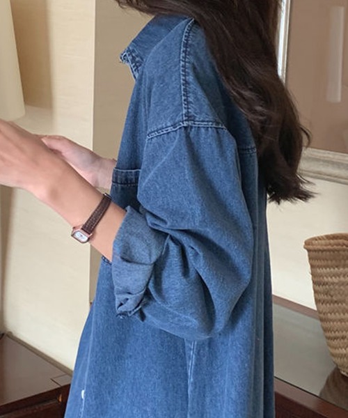 「DAY CLOSET」 シャツワンピース ONE SIZE ブルー レディース_画像9