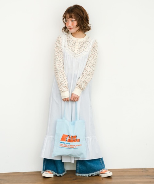 「eLur」 長袖カットソー FREE ホワイト×ピンク レディース_画像3