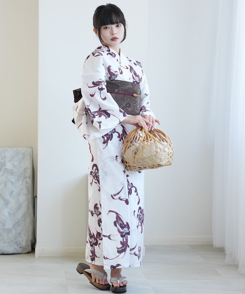 utatane 浴衣 浴衣 単品 赤紫とグリーンの乱菊 レディース : ZOZOTOWN