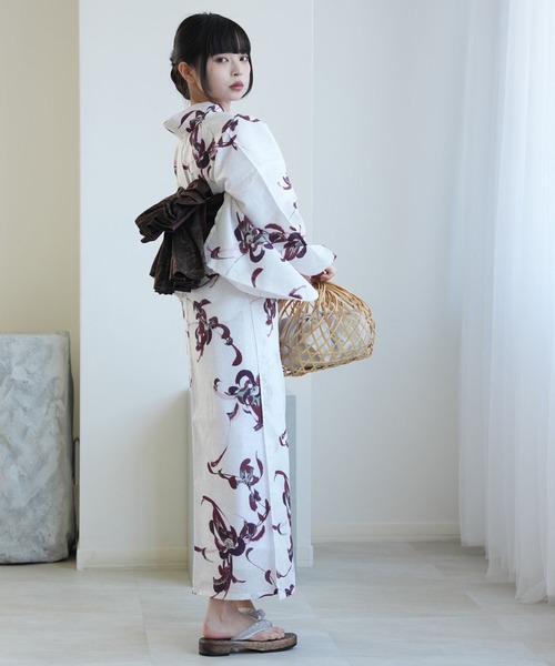 utatane 浴衣 浴衣 単品 赤紫とグリーンの乱菊 レディース : ZOZOTOWN