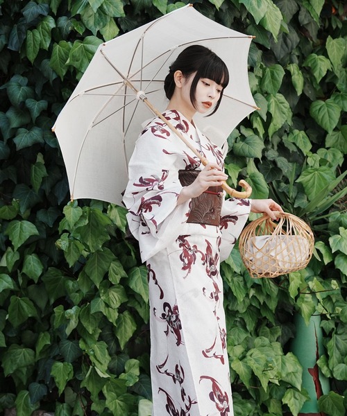 utatane 浴衣 浴衣 単品 赤紫とグリーンの乱菊 レディース : ZOZOTOWN