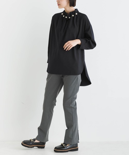「PICCIN PERLA」 7分袖ブラウス M ブラック レディース_画像2