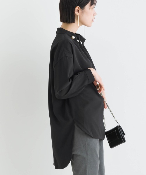 「PICCIN PERLA」 7分袖ブラウス M ブラック レディース_画像4