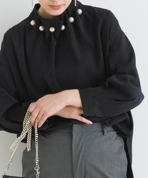 「PICCIN PERLA」 7分袖ブラウス M ブラック レディース_画像6