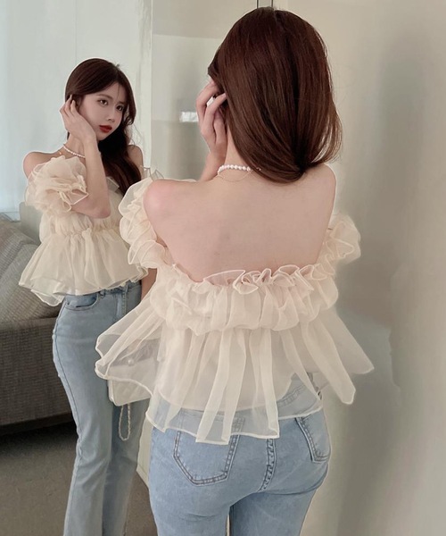「LUGG NAGG」 半袖ブラウス M ベージュ レディース_画像8
