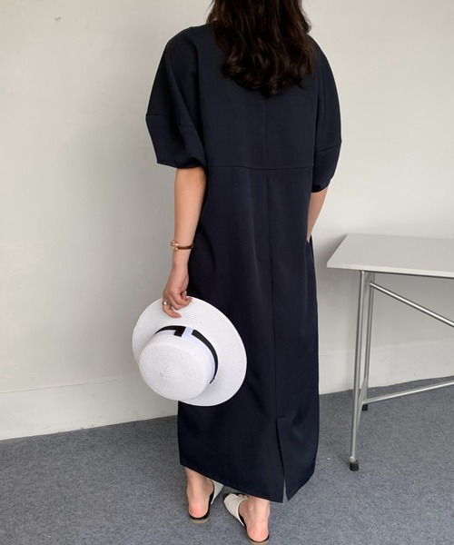 「ABITOKYO」 半袖ワンピース X-LARGE ネイビー レディース_画像2