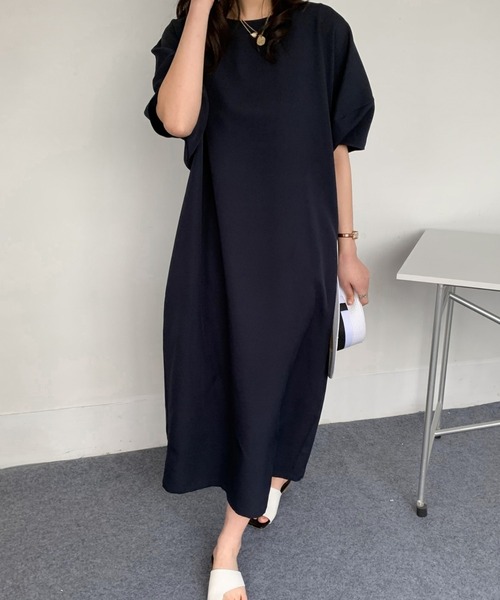 「ABITOKYO」 半袖ワンピース X-LARGE ネイビー レディース_画像4