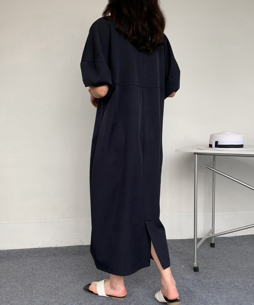 「ABITOKYO」 半袖ワンピース X-LARGE ネイビー レディース_画像7