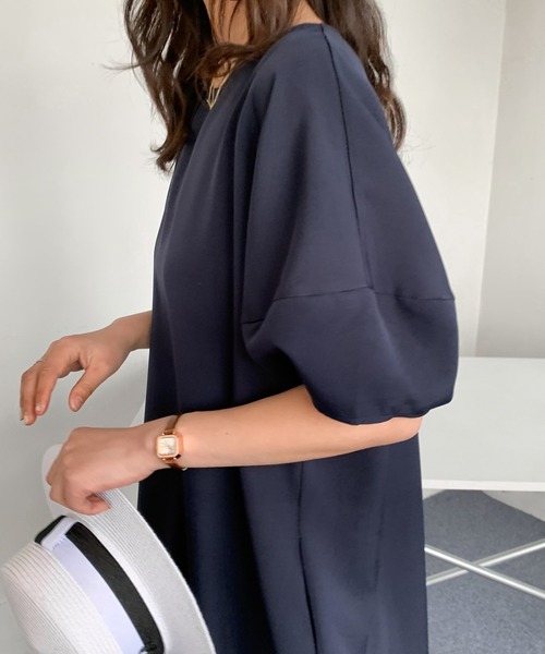「ABITOKYO」 半袖ワンピース X-LARGE ネイビー レディース_画像8