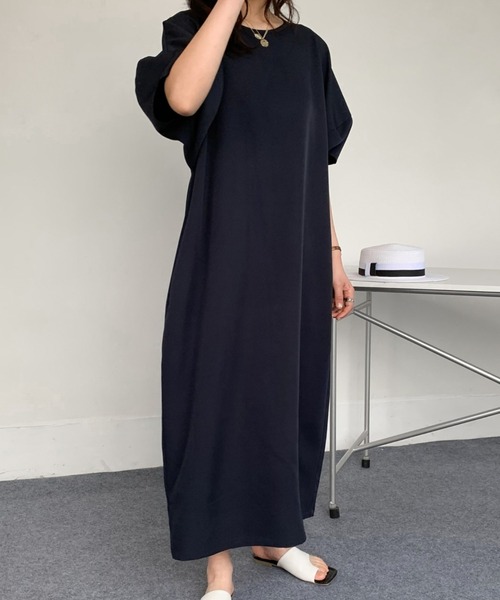 「ABITOKYO」 半袖ワンピース X-LARGE ネイビー レディース_画像9