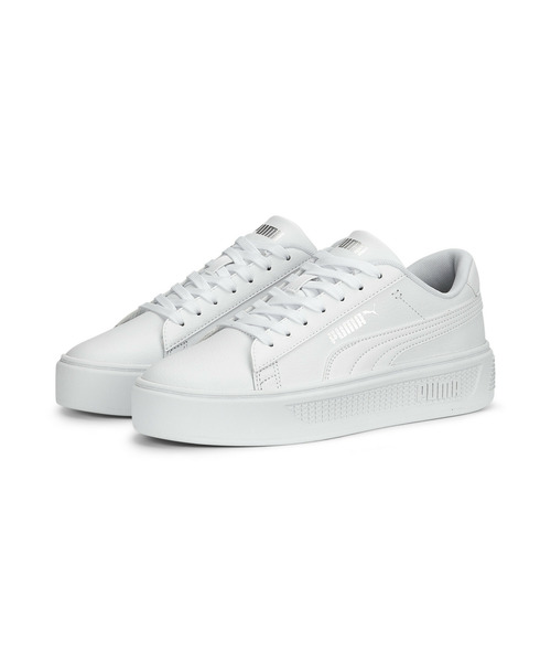 「PUMA」 ローカットスニーカー 22.5cm ホワイト×シルバー レディース_画像4