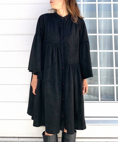 「Q」 長袖ワンピース MEDIUM ダークブラウン レディース_画像3