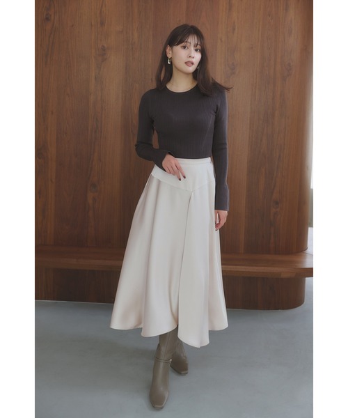 スカート Asymmetric-Hem Satin Skirt
