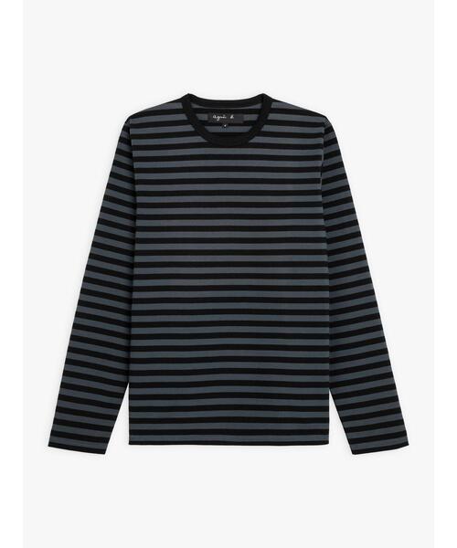agnes b.（アニエスベー） tシャツ メンズ 細ボーダー コットン 長袖 T