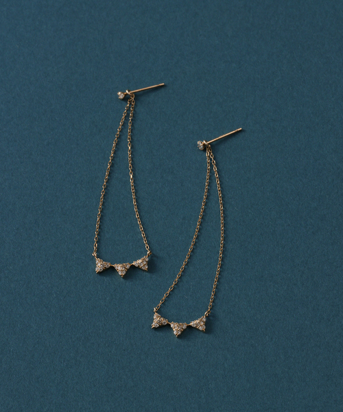 Lilas ピアス ピラミッドダイヤ2WAYピアス K10（両耳） レディース 
