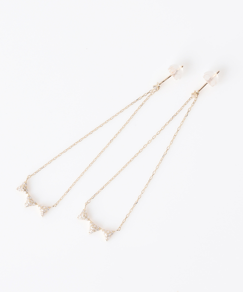 Lilas ピアス ピラミッドダイヤ2WAYピアス K10（両耳） レディース