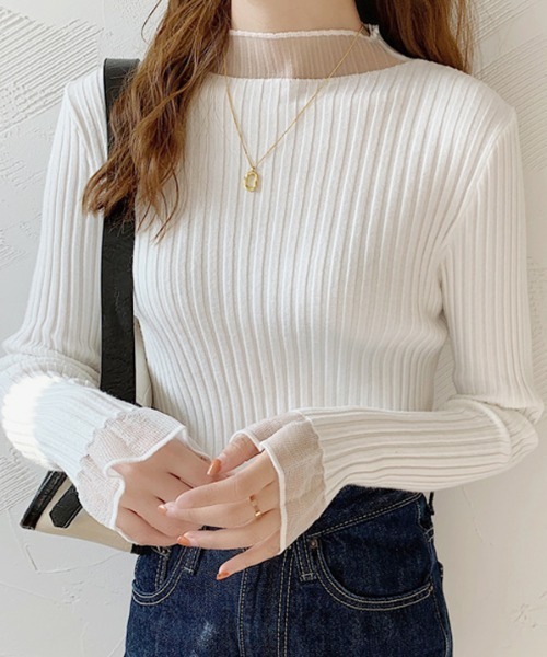 ニット セーター 異素材mixリブニット レディース : ZOZOTOWN Yahoo!店
