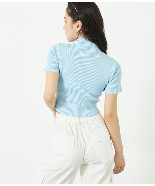 ANAP tシャツ カットアウトデザインスポンジニットリブトップス