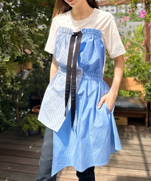 tシャツ アシンメトリーシャツmix Tee レディース