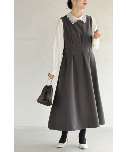 cawaii ワンピース （黒）Xラインタックのロングワンピース : ZOZOTOWN