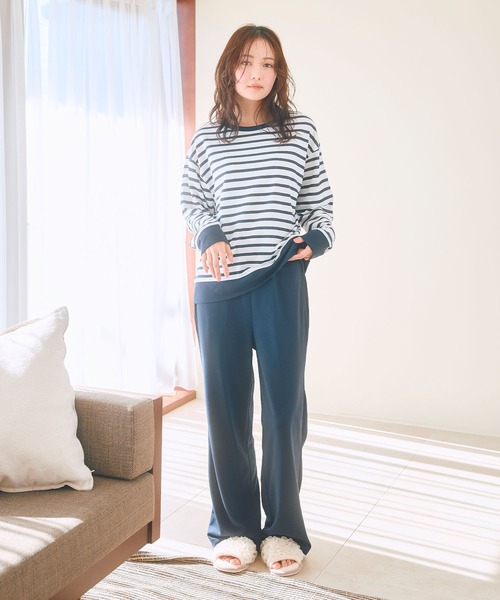 パジャマ ルームウェア 裏パイルスウェットセットアップ 上下セット