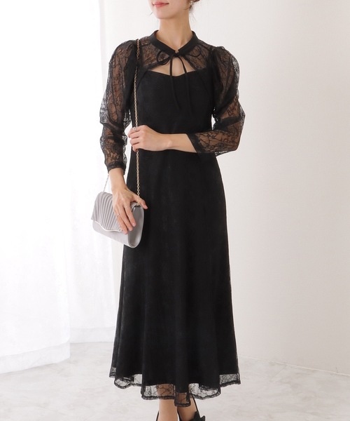 【在庫あり/即出荷可】 ドレス Ladies Lace 3WAY キャミソール ボレロ付き レース スーツ・フォーマル・ドレス