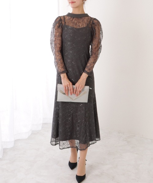 Lace Ladies ドレス 3WAY レース ボレロ付き キャミソール