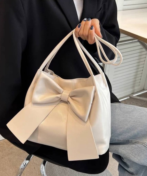 リボン トートバッグ pumpkin port トートバッグ リボン付き トートBAG レディース