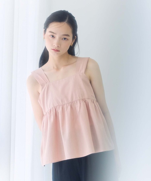 fifth ブラウス シャツ 麻混リボンノースリーブブラウス