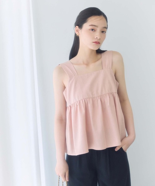 fifth ブラウス シャツ 麻混リボンノースリーブブラウス