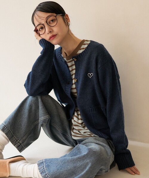 春夏お出かけコーデ❤️ニットワンポイントセーター FREAK'S STORE ニット セーター ワンポイントハートコンパクト