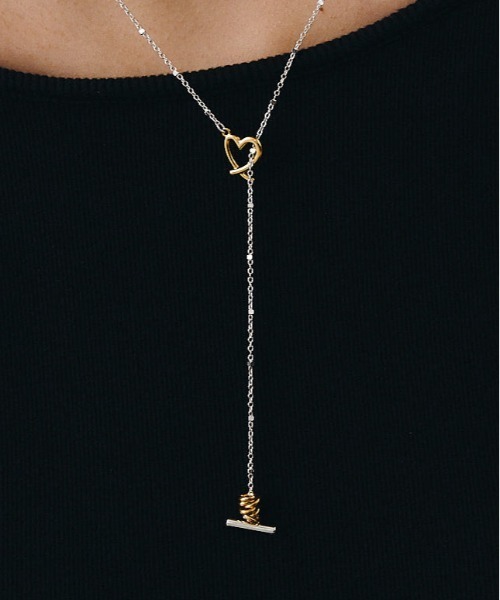 ネックレス LAPUIS(ラピュイ)Line Coil Heart necklace A レディースの画像