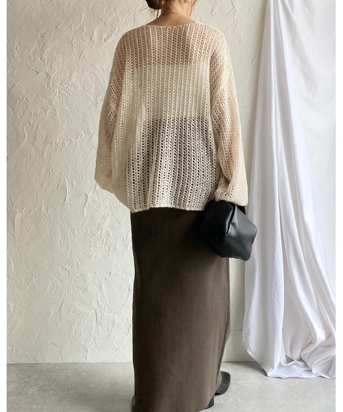 She's Closet ニット セーター Vネック長袖ざっくりモヘアタッチ
