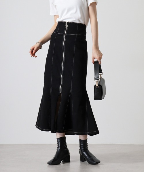 FUNALIVE デニムスカート .works スーパーストレッチデニム ZIP